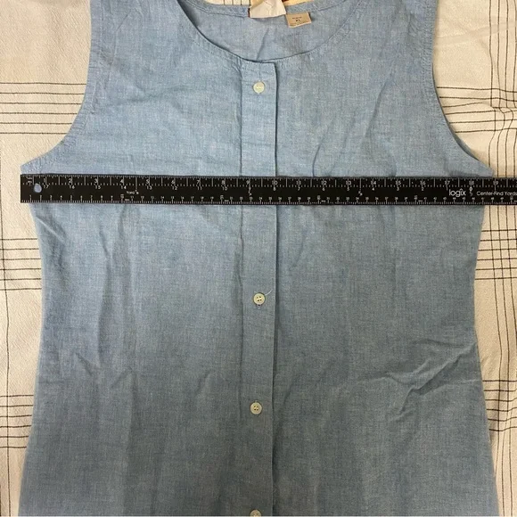 NWT Vintage Woolrich Sleeveless Button Down Chambray Dress‎ Pockets Extra Large - Picture 6 of 8
